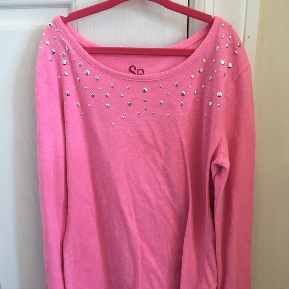 SO Pink Beaded Top 💕3/$10